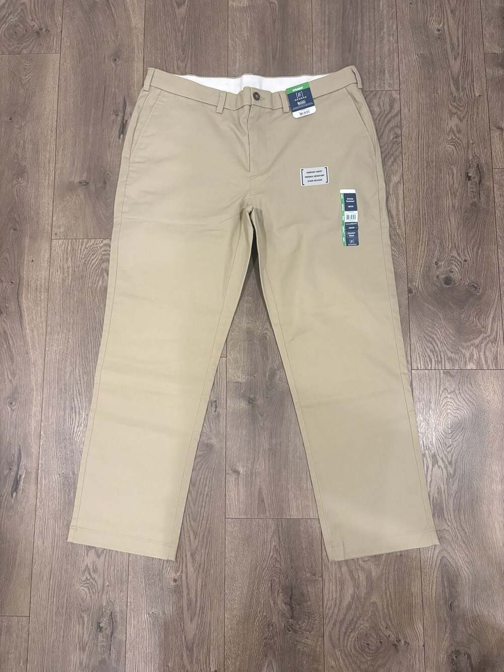 George Men's Premium Khaki Straight Fit Pants 38x30 Stone Wash